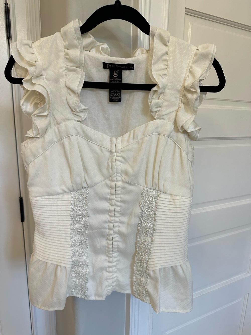 GRASS Collection Ivory Corset Lace Blouse Top RenFaire Renaissance Milkmaid Sz M